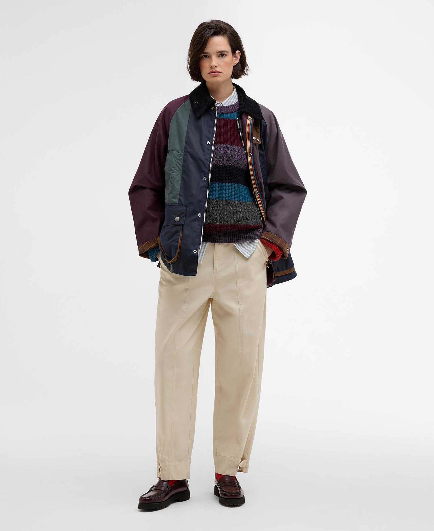 Paul Smith loves Barbour Striped Oversized Bedale Waxed Jacket image number 2