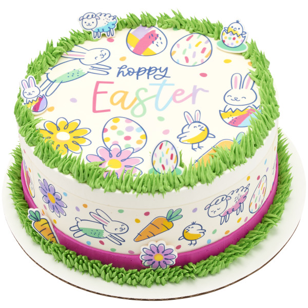 Hoppy Easter Doodle Bunny PhotoCake® Edible Image® Strips