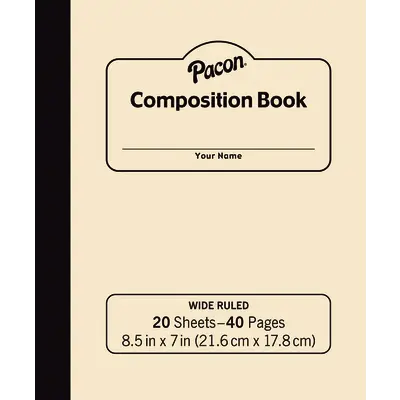 Pacon  Composition Book, Manila, 3/8 in ruled with margin 8-1/2