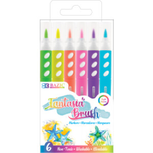 Marcadores de pincel, 6 colores fluorescentes