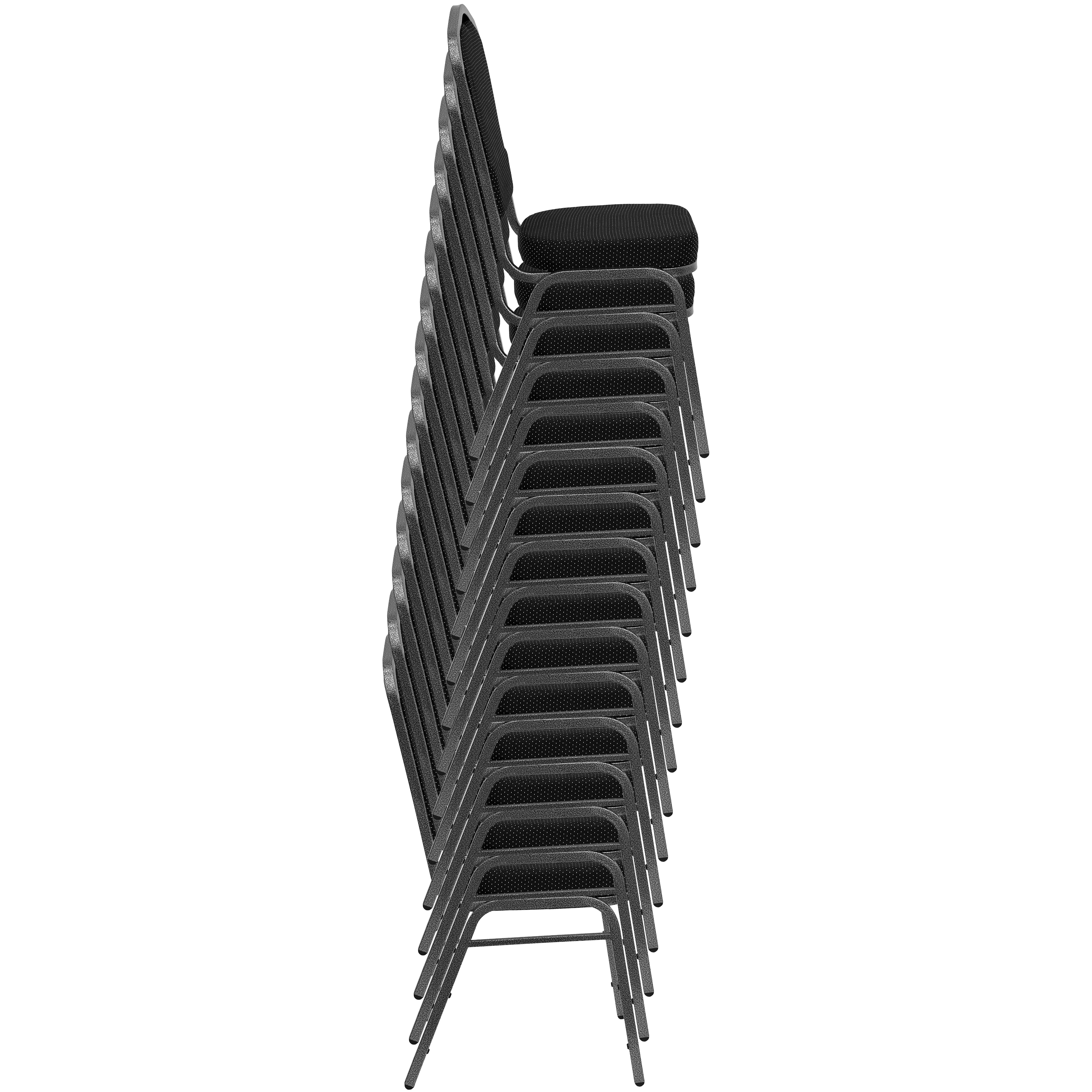 HERCULES Series Crown Back Stacking Banquet Chair in Black Vinyl - Black Frame