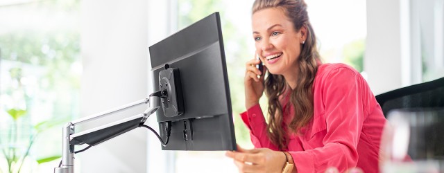 The Novus CLU I monitor arm is designed to enhance comfort by elevating a monitor to its ideal viewing position.