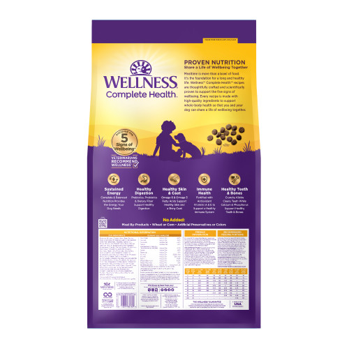 Wellness Complete Health Grain Free Puppy Chicken & Salmon back packaging