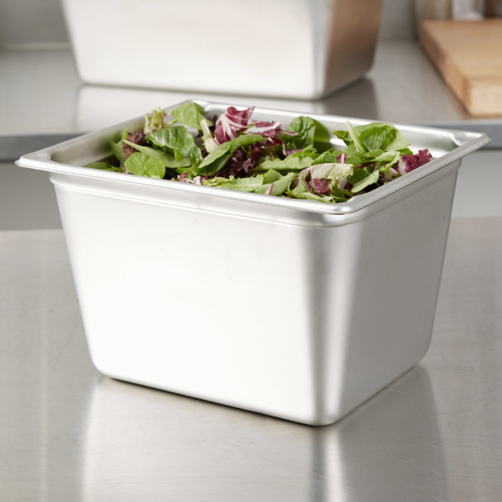 Half-size 8-inch-deep Super Pan® heavy-duty stainless steel transport pan