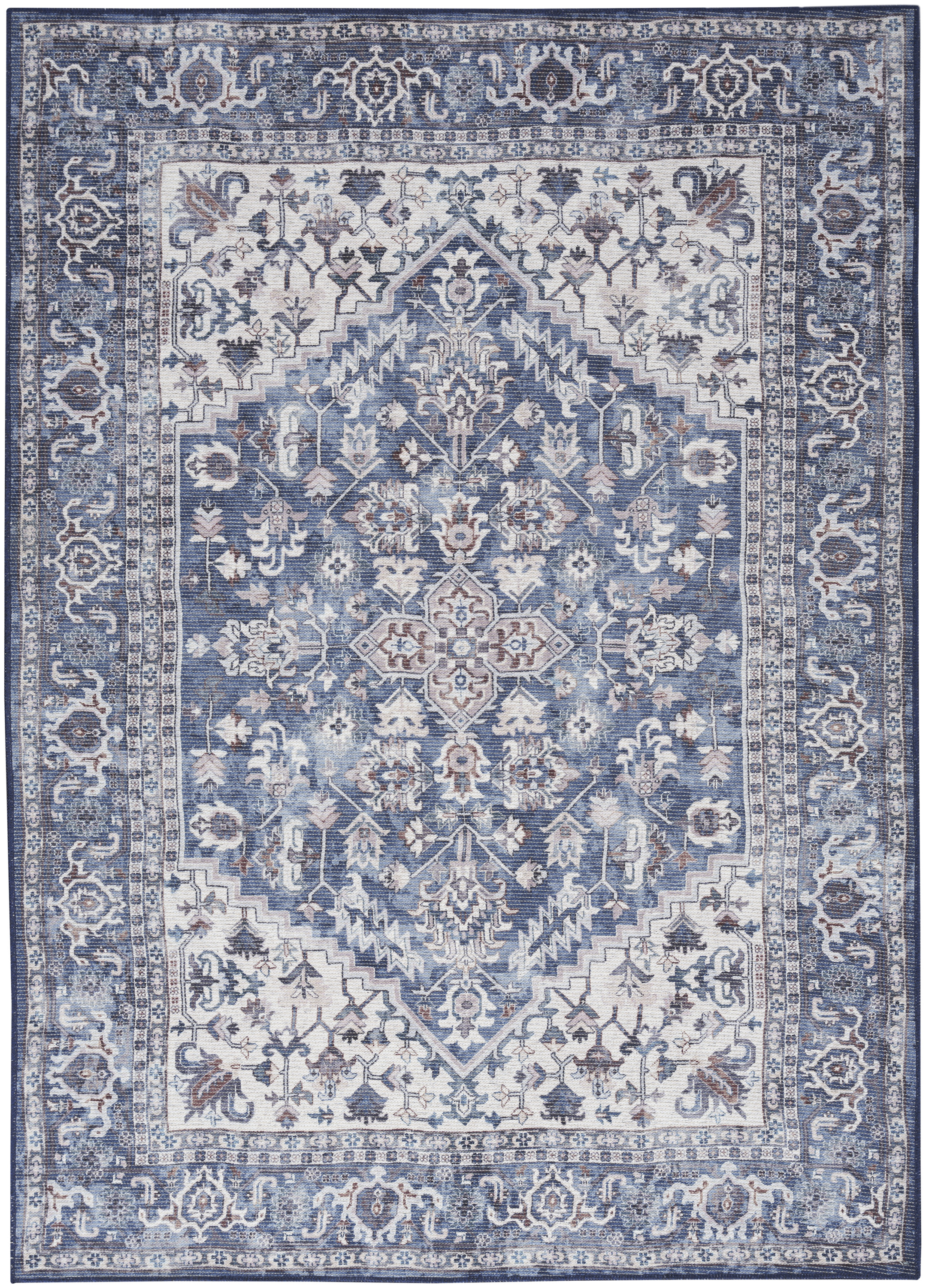 Nourison New Concept Washables 6' x 9' Navy Ivory Vintage Indoor Rug