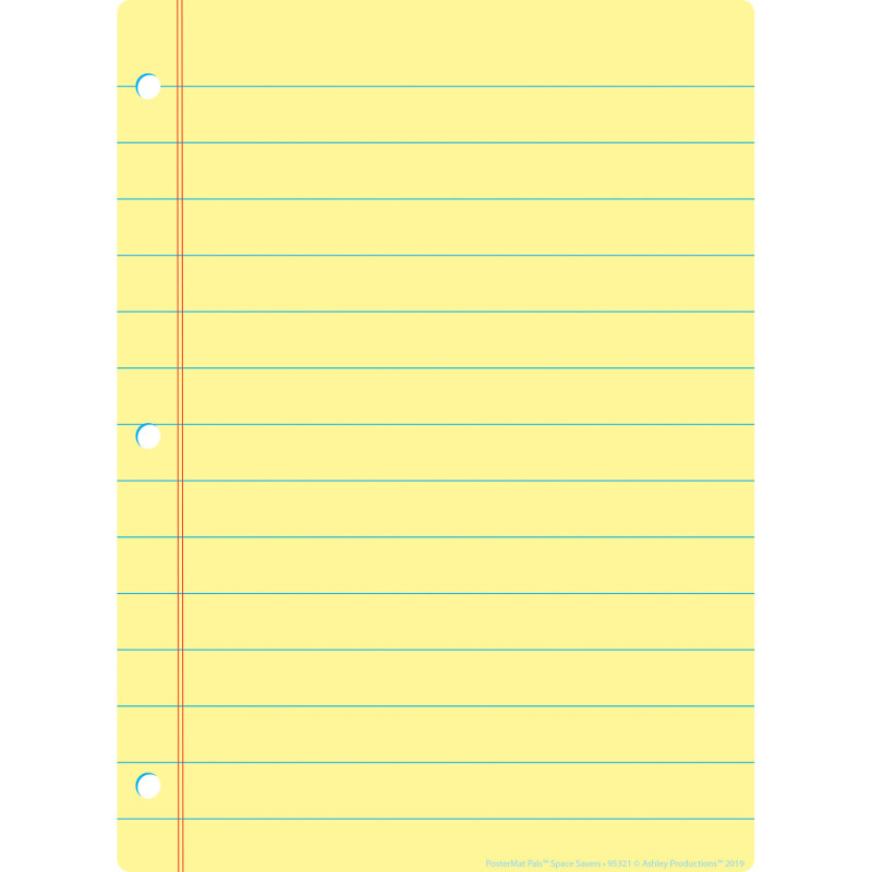 Smart Poly® Single Sided PosterMat Pals® Space Savers, Yellow Notebook Paper, 13" x 9.5"