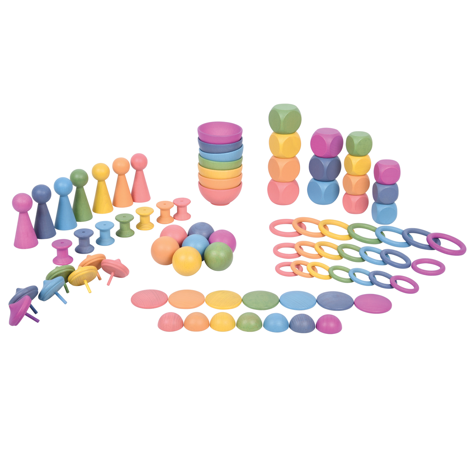 TickiT Rainbow Wooden Super Set - Set of 84 - 12 Different Shapes in 7 Colors image number null