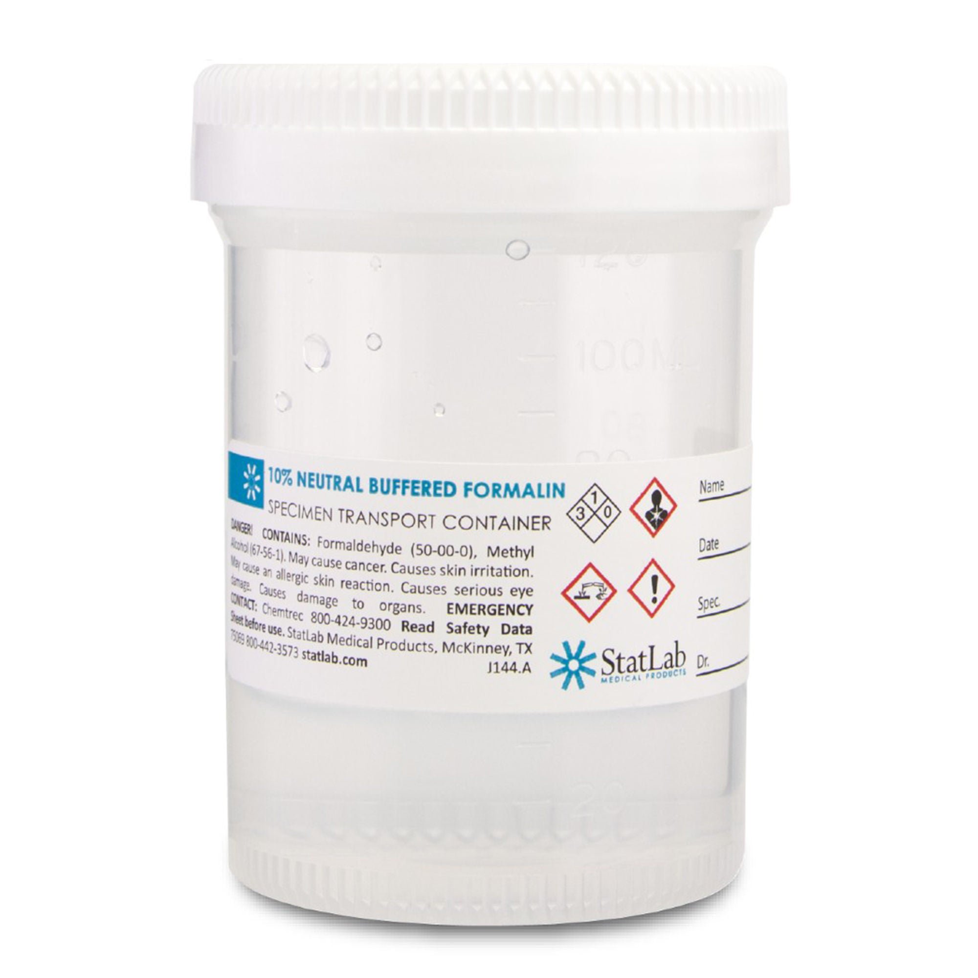 StatClick™ Prefilled Formalin Container, 60 mL Fill in 120 mL