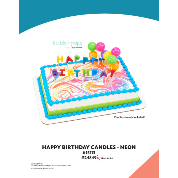 Happy Birthday Candles Neon The Magic of Cakes® PhotoCake® Enhanced Background Page
