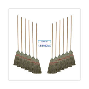 Boardwalk, 12in, Maid Broom, 55" Overall Length, Corn Blend Bristles, Natural