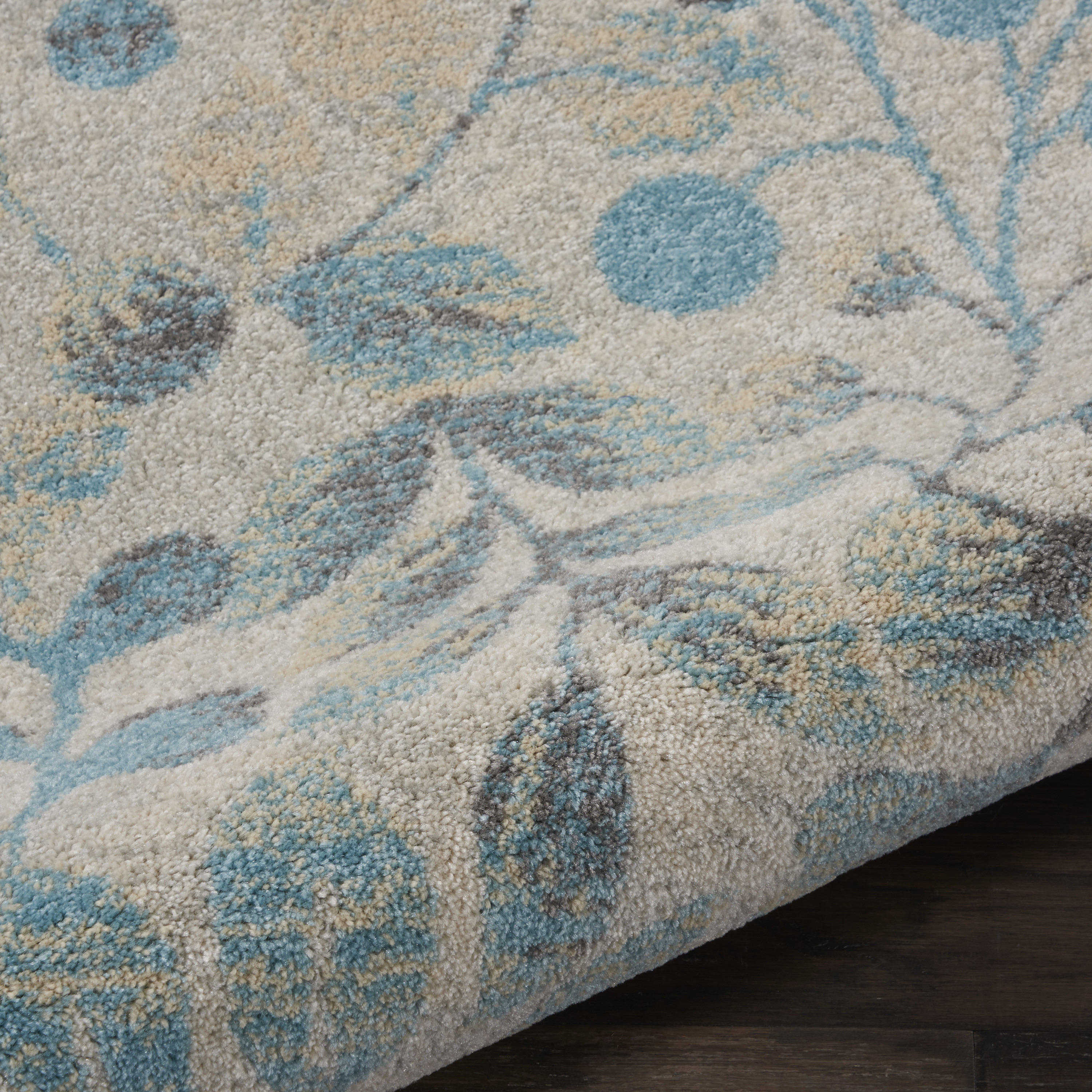 Nourison Tranquil 2' x 4' Ivory Turquoise Farmhouse Indoor Rug
