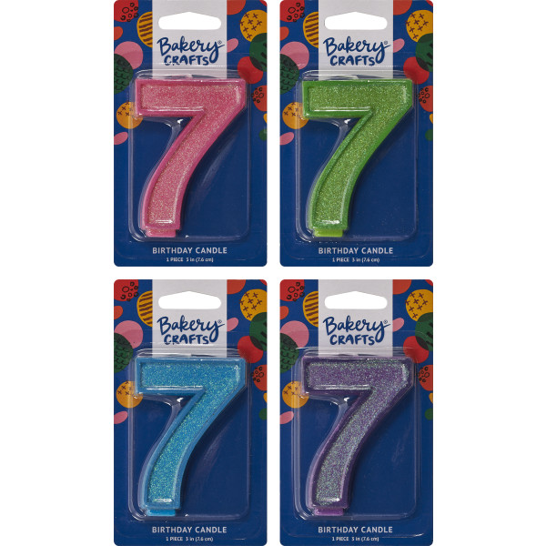 7 Glitter Numeral Candles