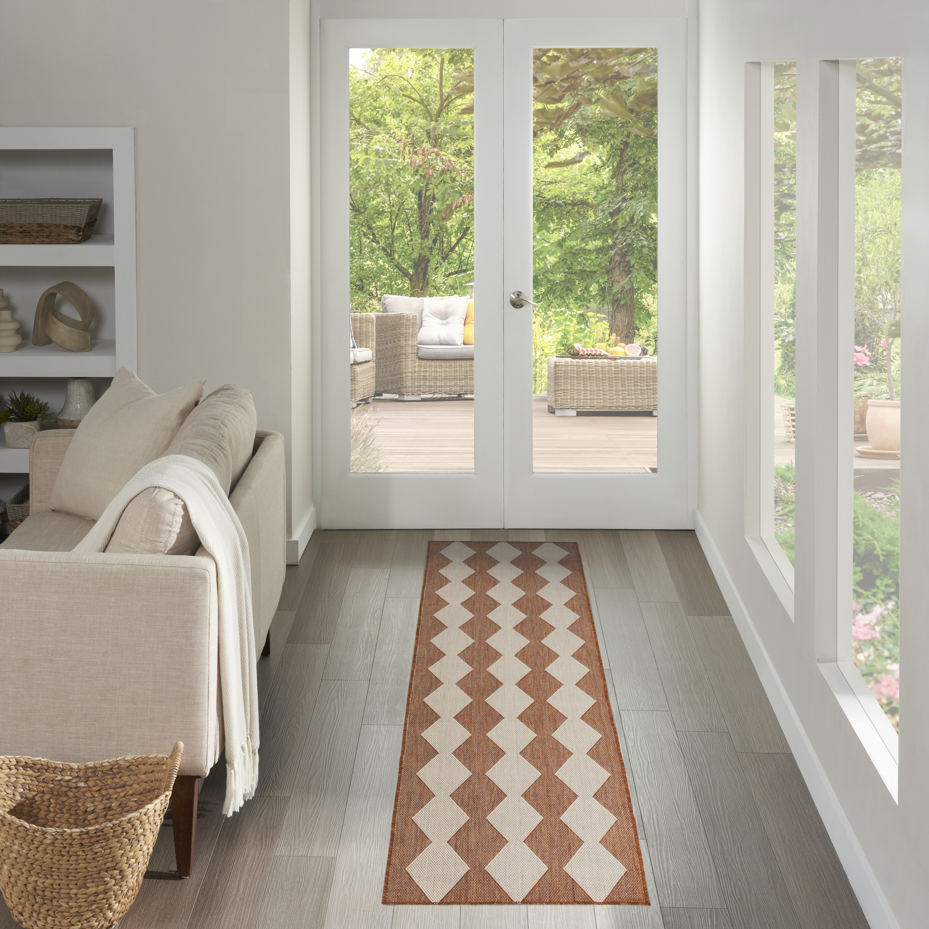 Nourison Positano 2'2" x 10' Terracotta Modern Rug