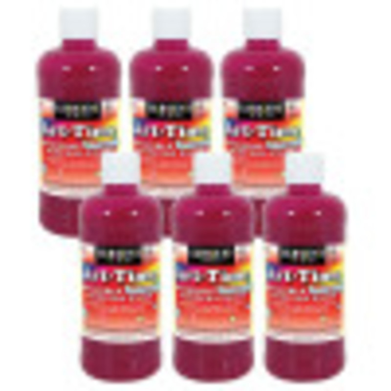 Art-Time® Washable Glitter Tempera, 16 oz., Magenta, Pack of 6