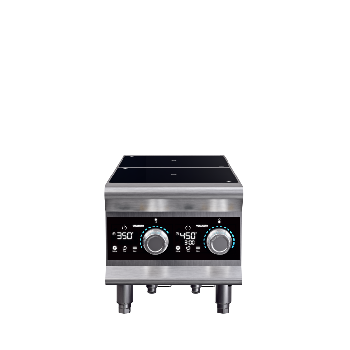 208- to 240-volt two-hob heavy-duty induction range with temperature control probe and programs