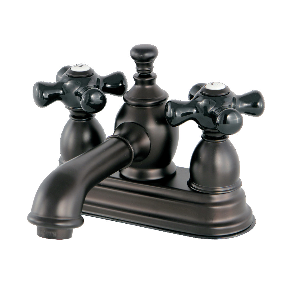 Double Handle Mount 4 inch Centerset Bathroom Faucet with Brass Pop-Up, Oil Rubbed Bronze with 2 Finish Options