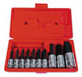 Proto® Hex Bit Socket Set Forged Alloy Steel Nickel Chrome Square 3/8 and 1/2 in. Drive Ball Lock Hex Tip 10 Pc.