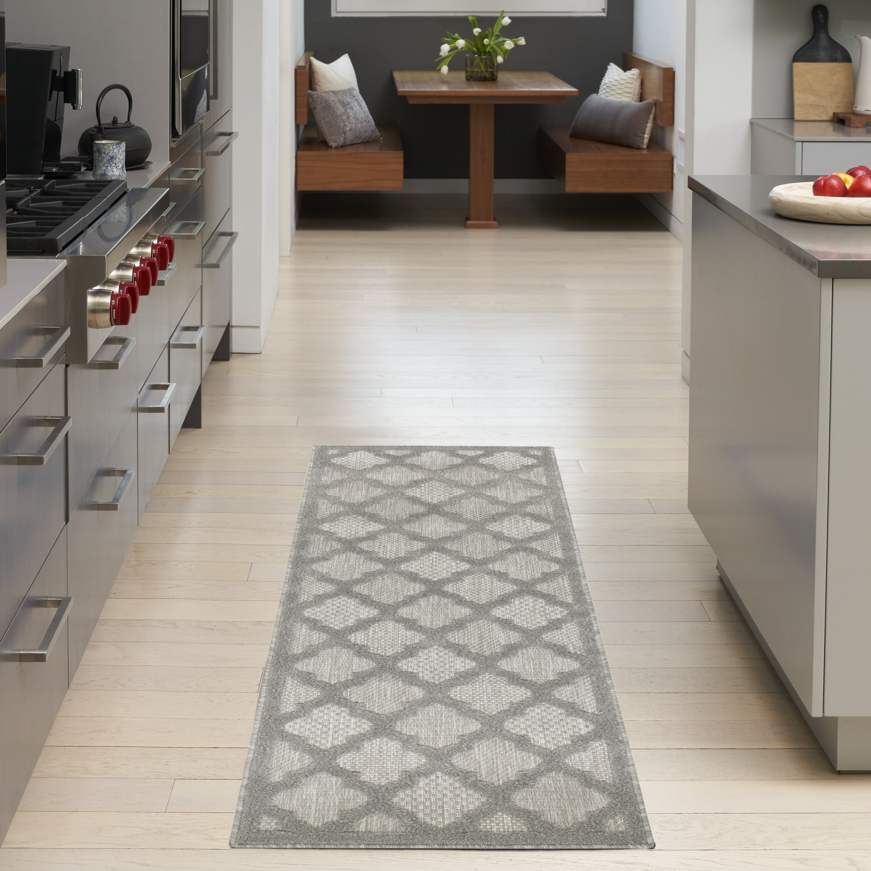Nourison Easy Care 2' x 6' Silver Grey Outdoor Rug