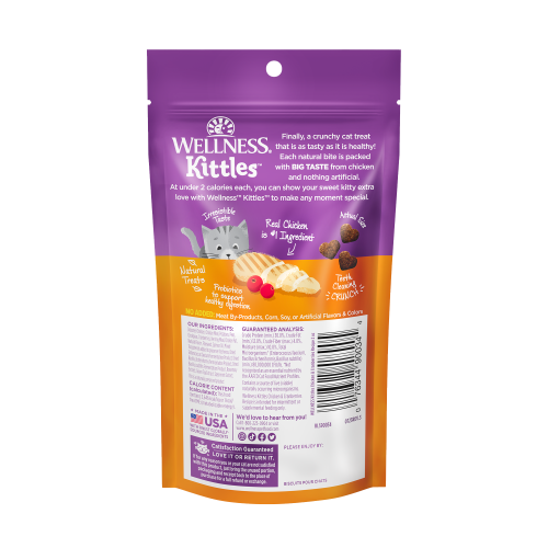 Wellness Kittles Chicken & Cranberry back packaging