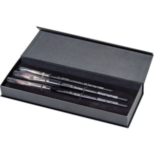 CASANEO Synthetic, Watercolor, 3-Brush Set in Gift Box with Magnetic Close