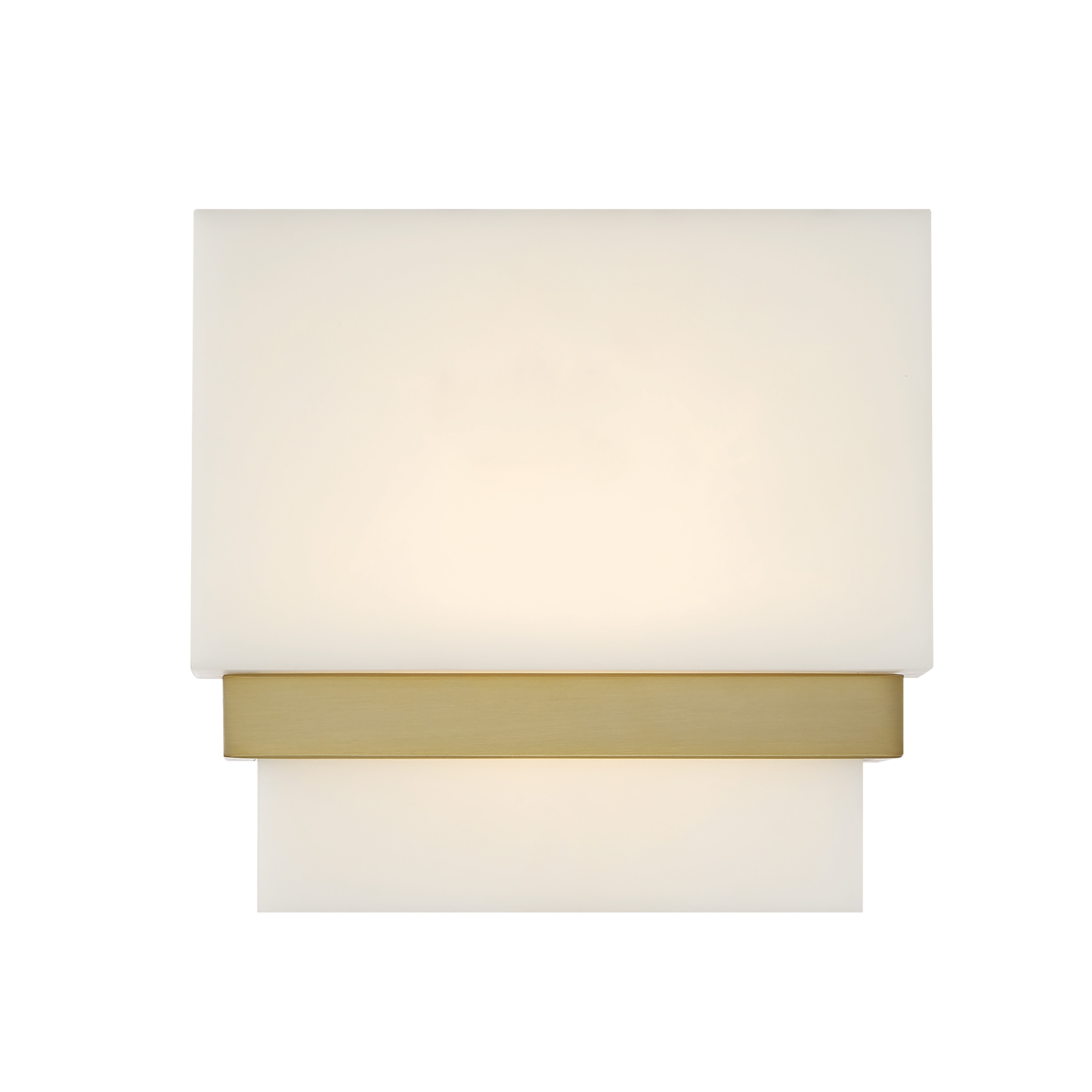 The Arzon LED Wall Sconce combines contemporary styling with practical functionality. Its soft brass finish and faux alabaster shade create warm, diffused lighting perfect for intimate spaces. ADA-compliant design and high CRI make it ideal for bathrooms and hallways. - alternate view