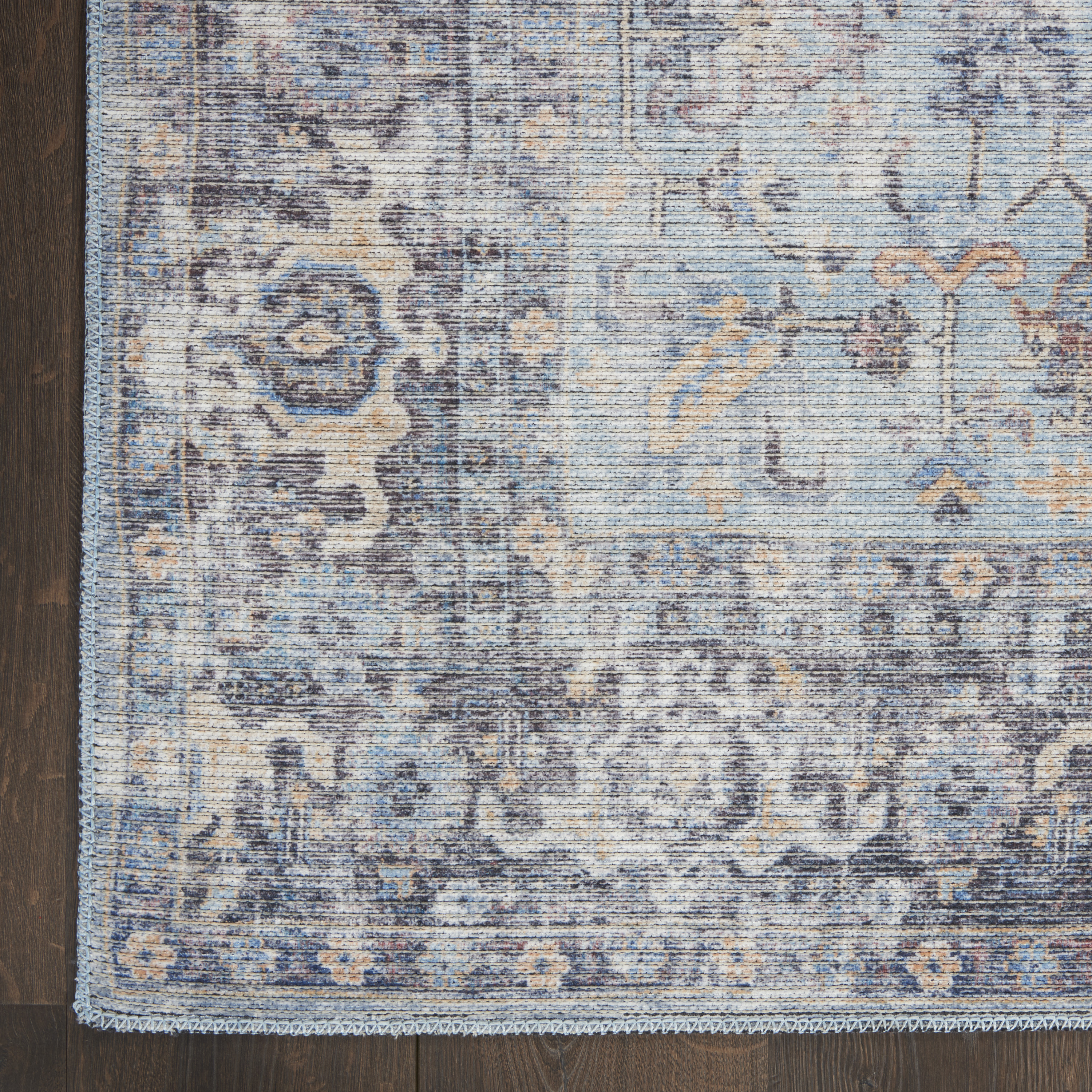 Nourison New Concept Washables 5'3" x 7'3" Light Grey Blue Vintage Indoor Rug