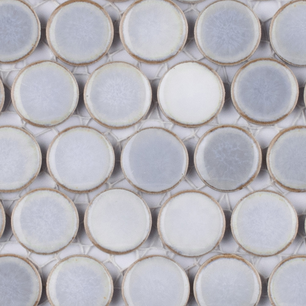 Hudson Penny Round Grey Eye 11-7/8 in. x 12-5/8 in. Porcelain Mosaic Tile