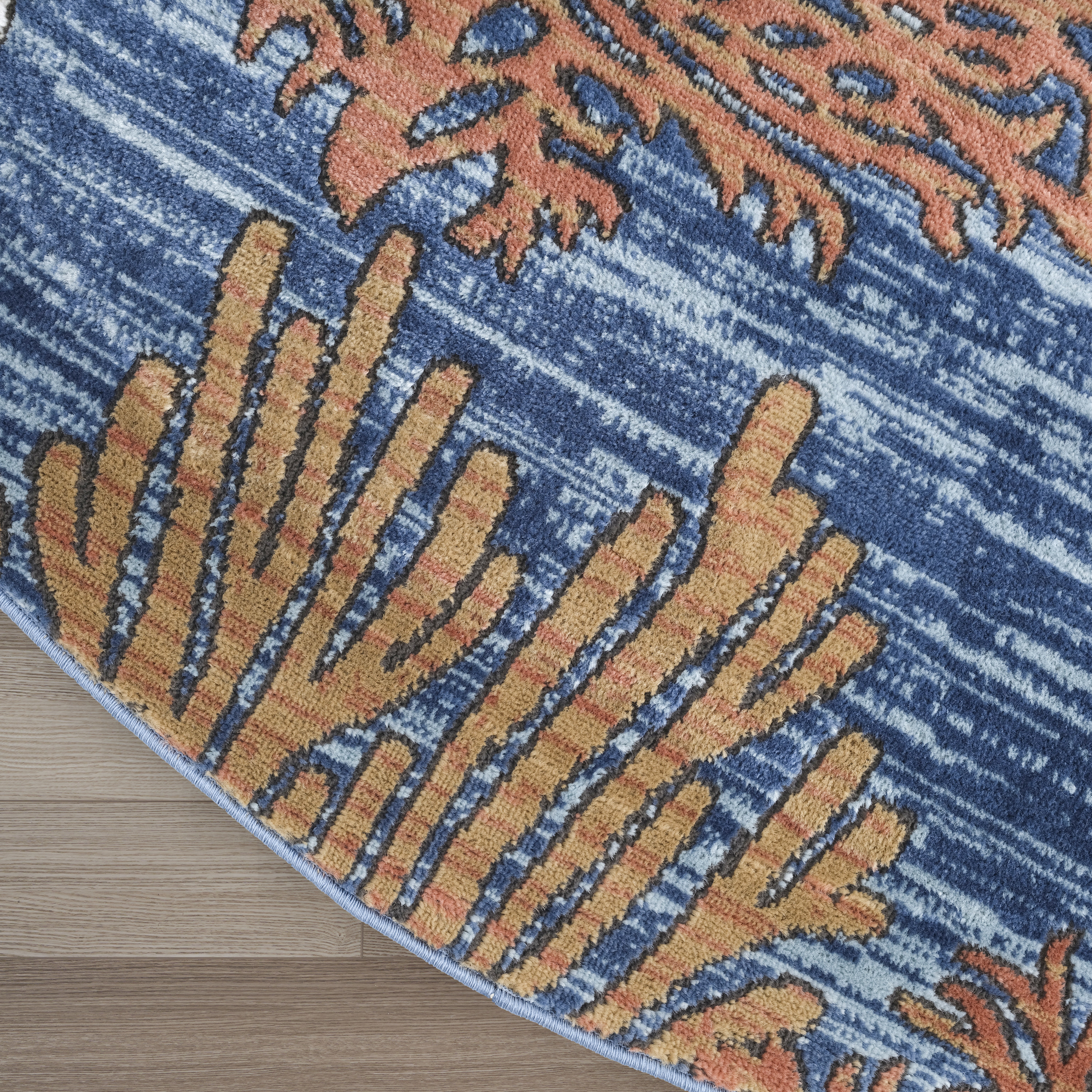 Nourison Seaside 7'10" x Round Blue Multicolor Coastal, Nautical & Beach Indoor Rug