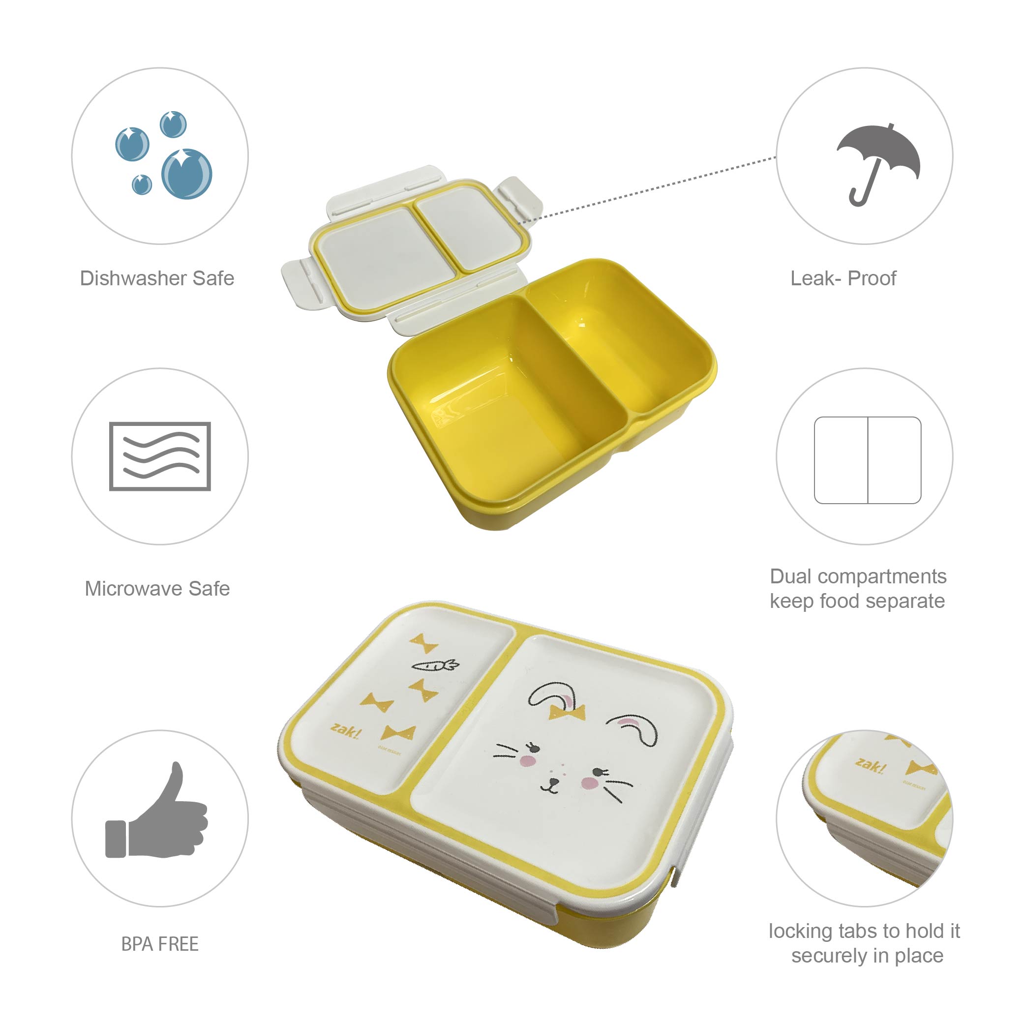 Soft Lines Dual-compartment Reusable Bento Box, Bunnies slideshow image 5 Soft Lines Dual-compartment Reusable Bento Box, Bunnies slideshow image 5