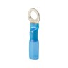 Heat Shrinkable Ring Terminal Length 1.26 Inches Width .31 Inch Wire Range 16-14 AWG Color Blue Copper Tin Plated