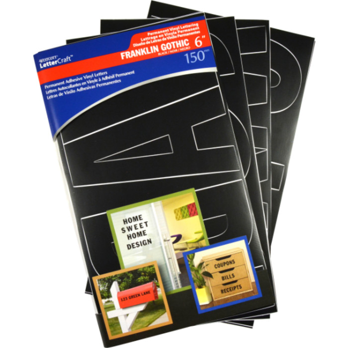 LetterCraft Permanent Vinyl Lettering, Franklin Gothic, 6-Inch, Black
