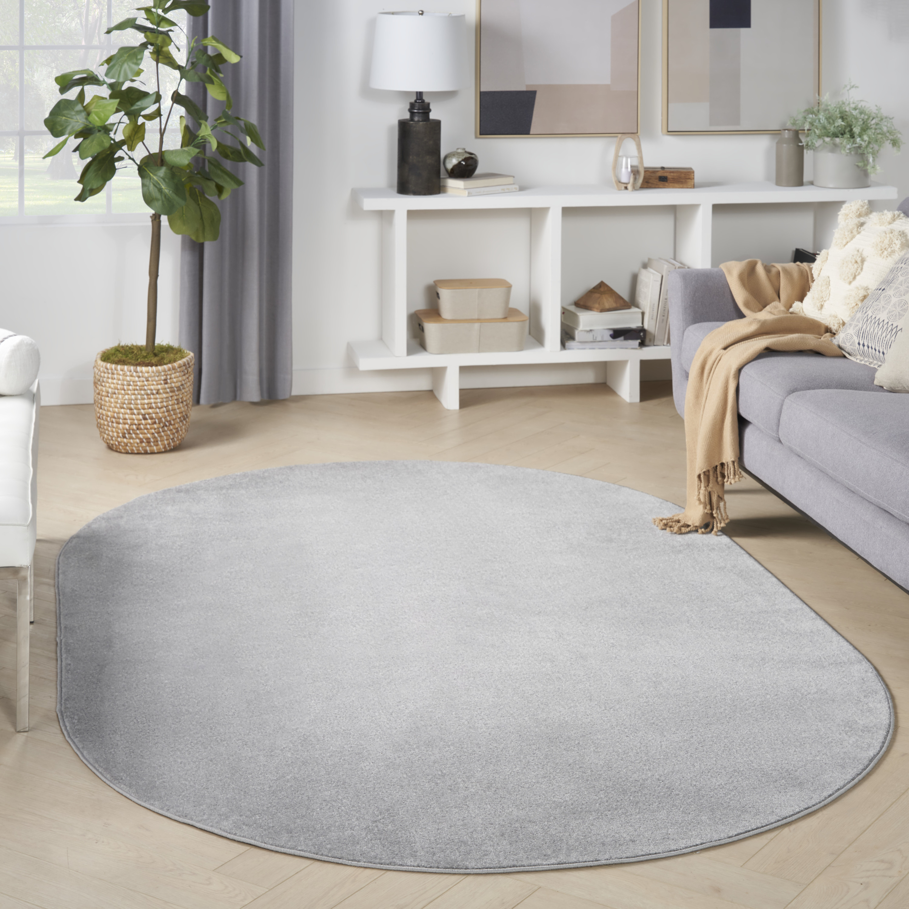 Nourison Nourison Essentials 6' x 9' Oval Silver Grey Outdoor Rug