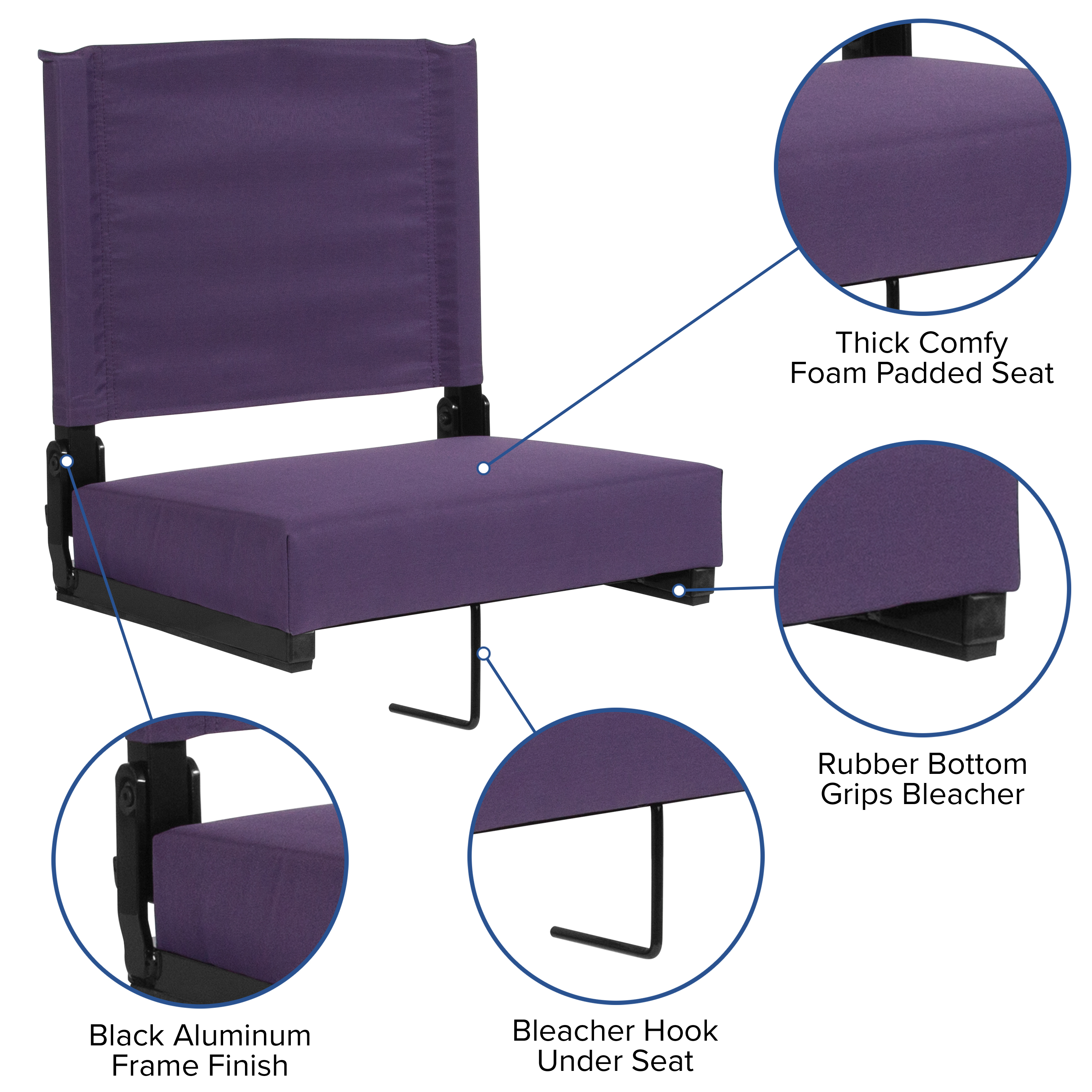 Juego de 2.500 lb. Silla de estadio ligera clasificada con asiento ultra acolchado, azul marino... - Imagen 129 de 175
