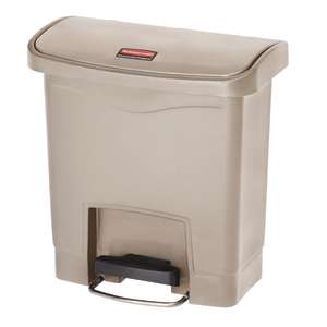 Rubbermaid Commercial, Streamline®, Step-On, 4gal, Resin, Beige, Rectangle, Receptacle