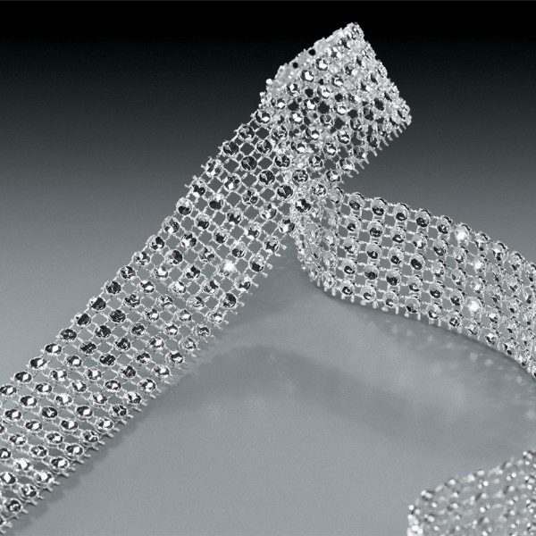 Silver Diamante Trim 1" x 5 yards Ribbon