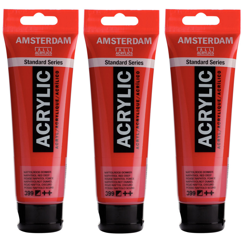 Standard Acrylic Paint, 120ml, Naphthol Red Deep 399, Pack of 3