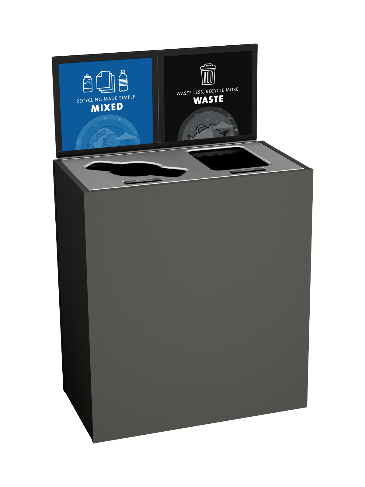 ARISTATA – Double – Kit – Mixed Recyclables-Waste – Mixed-Full – Slate