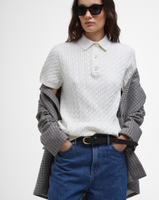 Hartland Knitted Polo Shirt Cloud