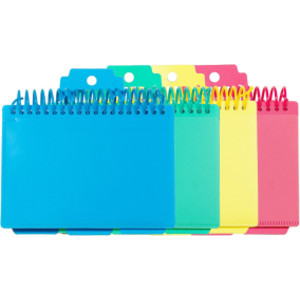 Spiral Bound Index Card Notebook with Index Tabs, Assorted Tropic Tones Colors, 1 Each