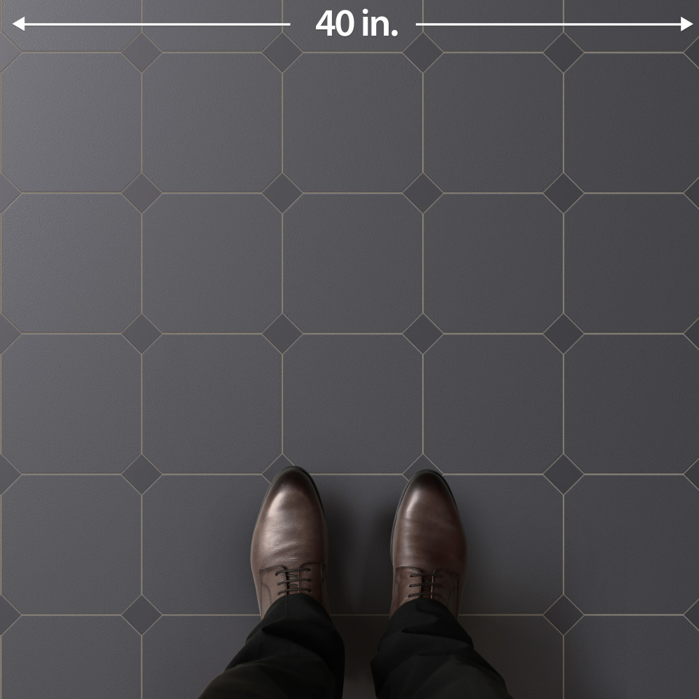 Vaudeville Octagon Antracita with Taco Antracita 7-7/8 in. x 7-7/8 in. Porcelain Floor and Wall Tile