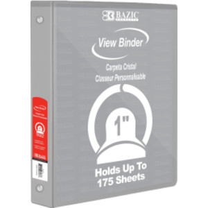 3-Ring View Binder with 2 Pockets, 1", Gray