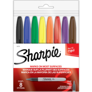 Fine Point Permanent Markers, Assorted, Set of 8