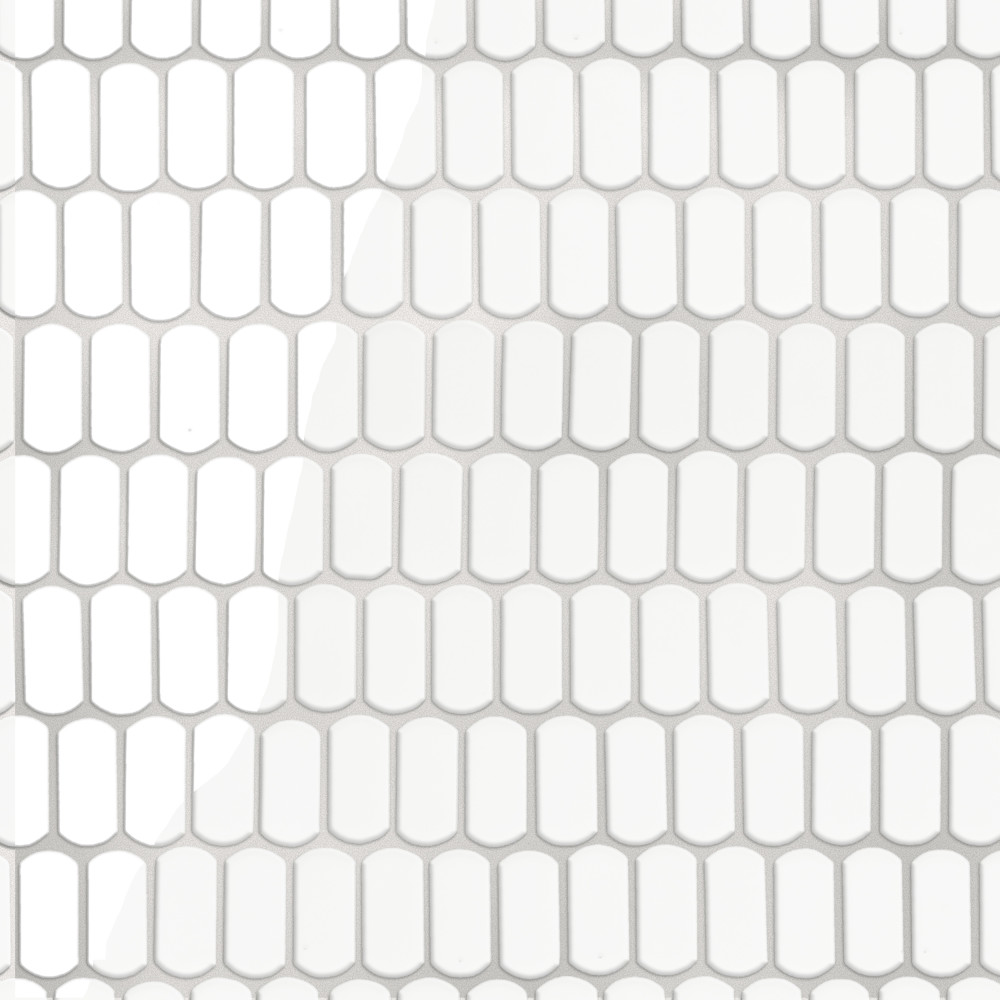 Sample – Hudson Capsule Glossy White Porcelain Mosaic Tile
