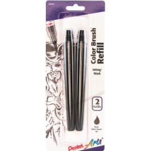Color Brush Water-Based Ink Refills, Black Ink, 2-Pack