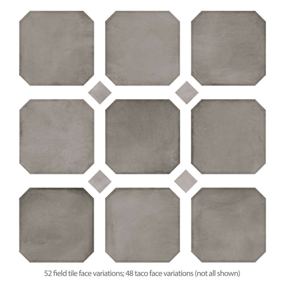 Laverton Octagon Grafito with Taco Gris 7-7/8 in. x 7-7/8 in. Porcelain Floor and Wall Tile