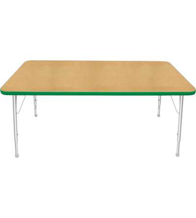 Creative Colors® Activity Table, Rectangle, 36" x 60", Maple Top Color, Dustin Green Edge Color, Standard Leg Height, Platinum S