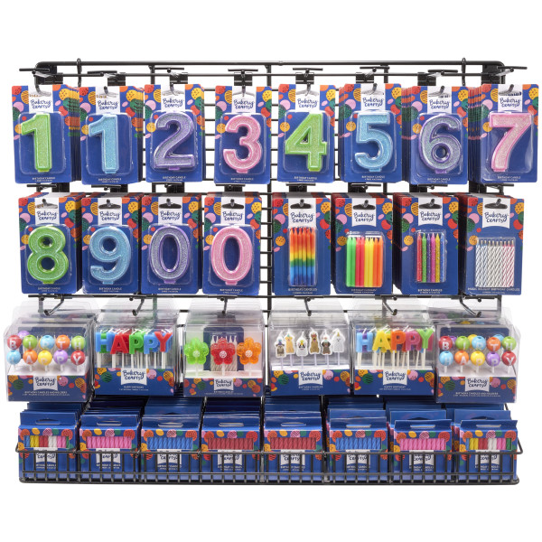 Large Glitter Numeral Assortment Candle Assortment (Rack Not Included)