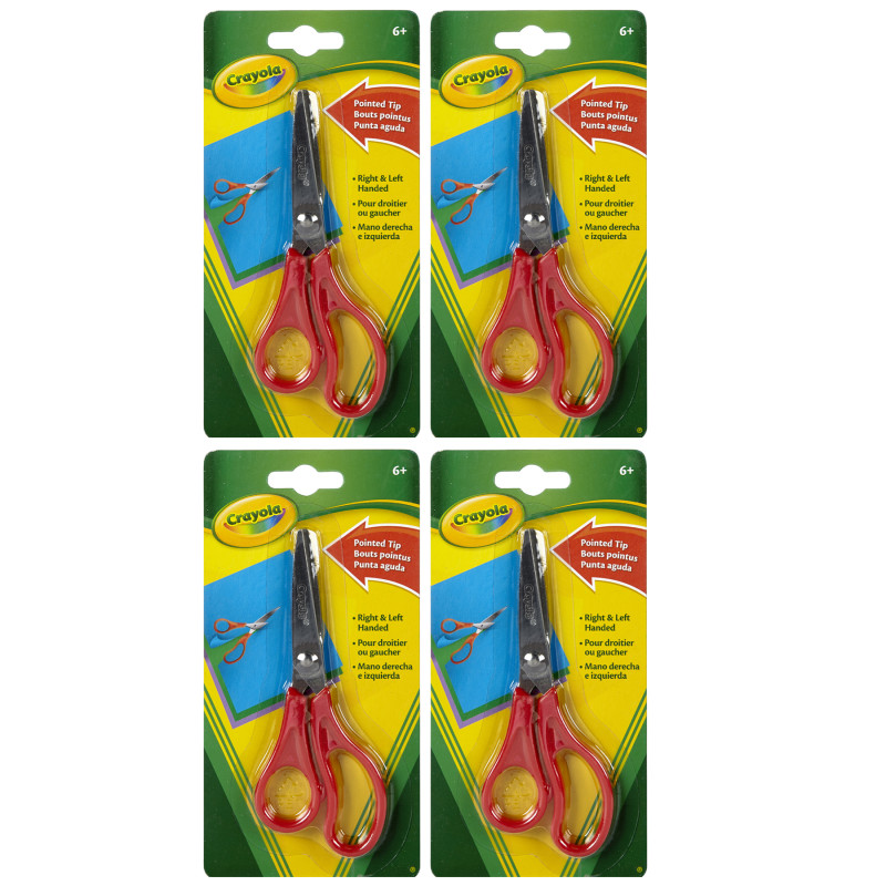 Pointed Tip Kids Scissors with Metal Blades, Set of 4