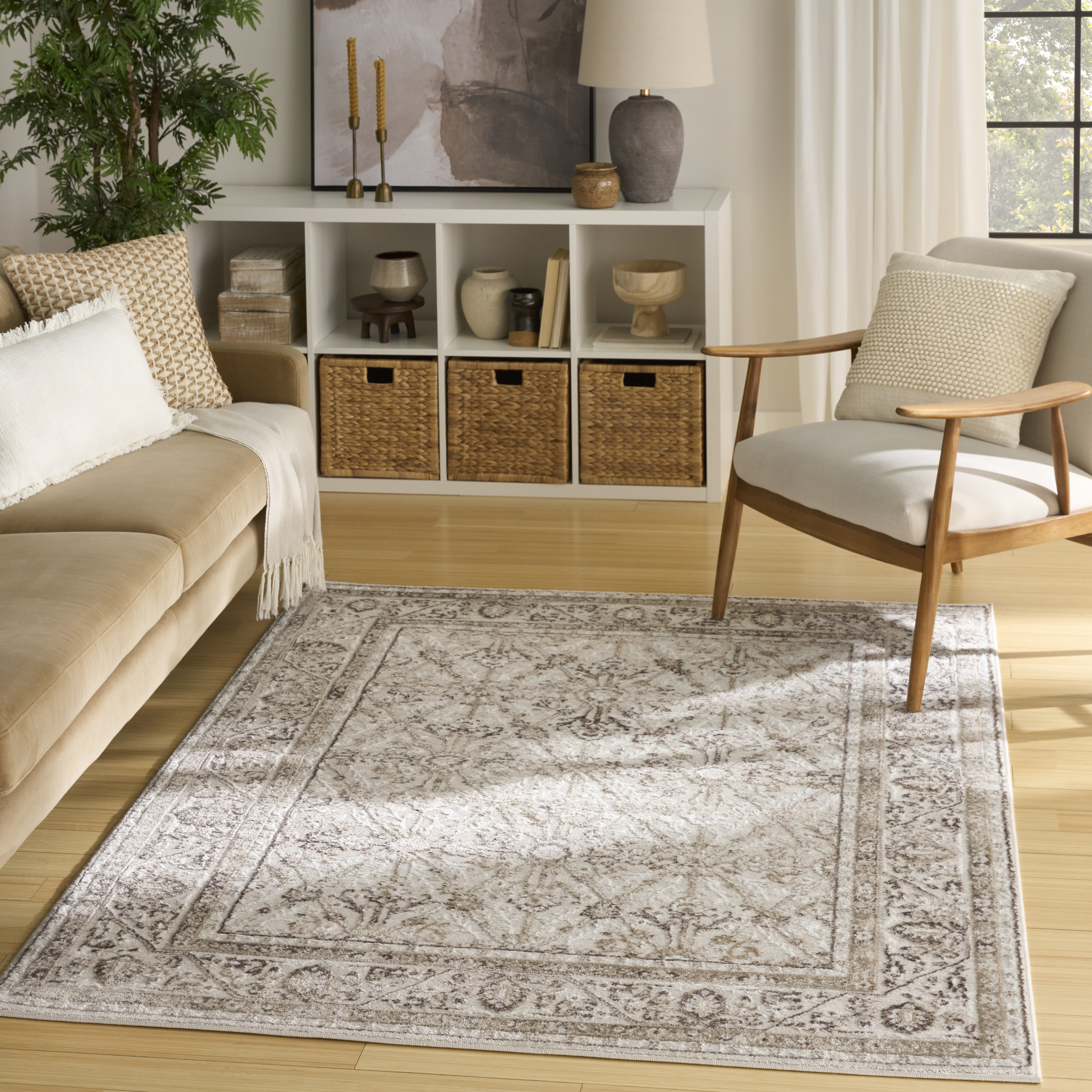 Nourison Dekor 5'3" x 7' Ivory Brown Vintage Indoor Rug