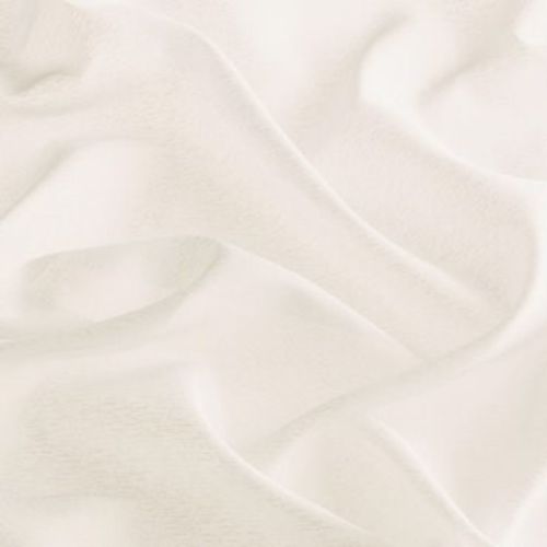 A soft off-white fabric sheet with gentle folds and shallow depressions; rumpled and draped, creating subtle shadows — close-up under diffuse, warm lighting against a neutral background.